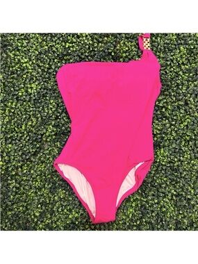 🏊🏼‍♀️💦MICHAEL KORS Hot Pink One-Shoulder One-Piece Swimsuit